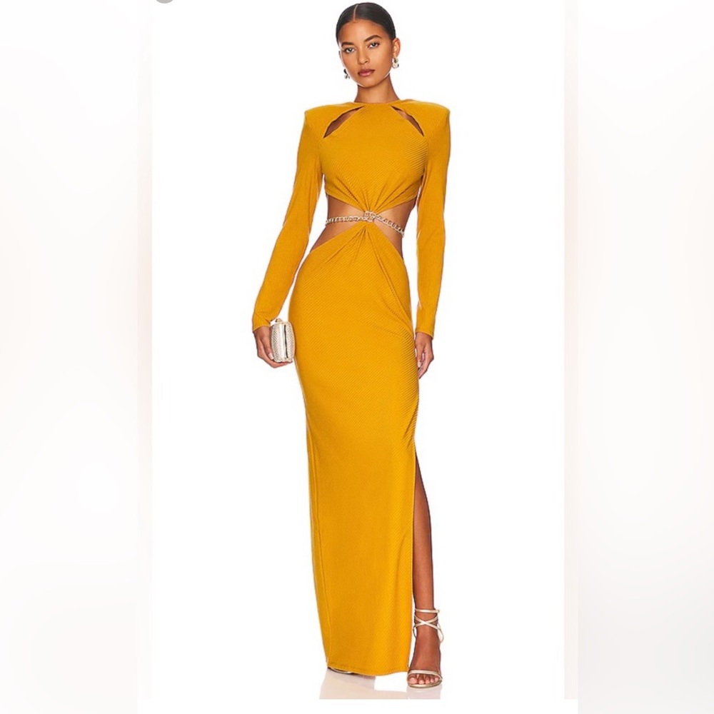 Bronx and Banco Yellow Bishop Sleeve Cocktail Dress